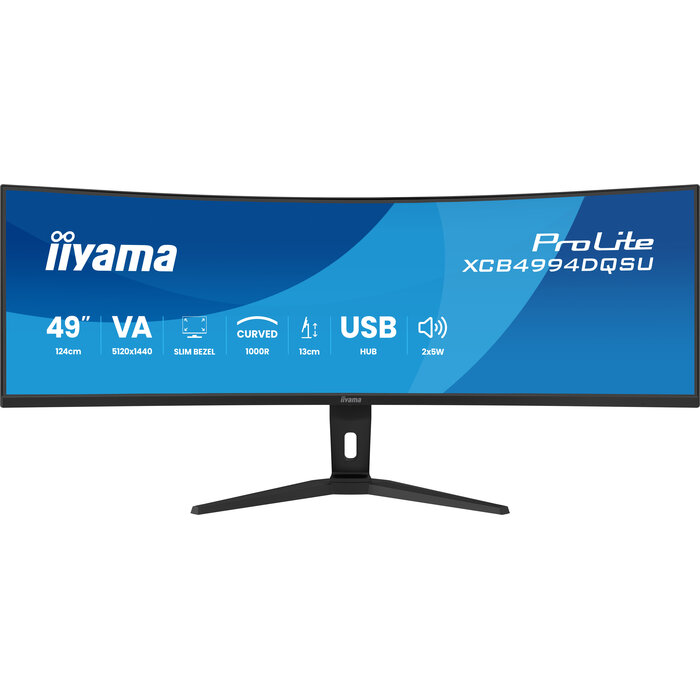 iiyama iiyama ProLite XCB4994DQSU-B1 computer monitor 124,5 cm (49") 5120 x 1440 Pixels Dual QHD LCD Zwart