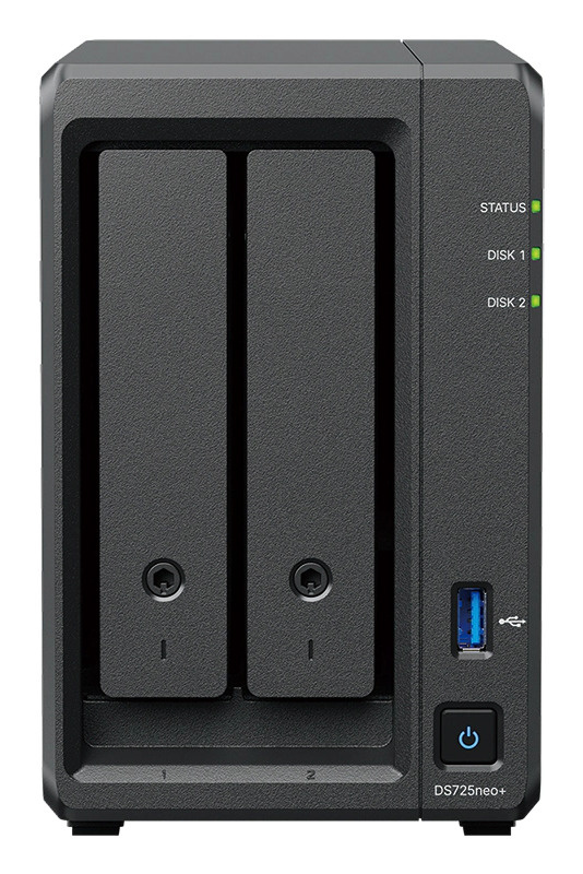 Synology Synology DiskStation DS725NEO+ data-opslag-server NAS Compact Ryzen Embedded R1600 4 GB DDR4 0 TB DSM Zwart