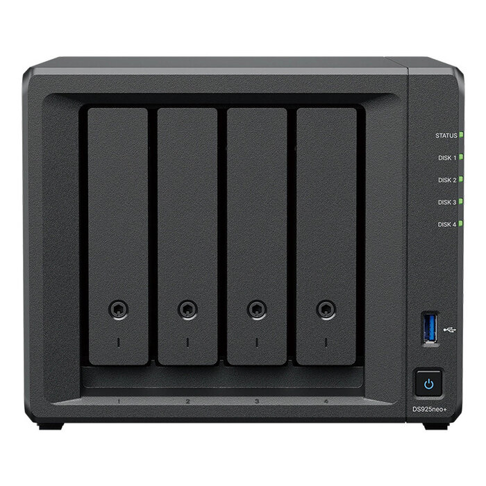 Synology Synology DiskStation DS925NEO+ data-opslag-server NAS Compact Ryzen Embedded V1500B 4 GB DDR4 0 TB DSM Zwart