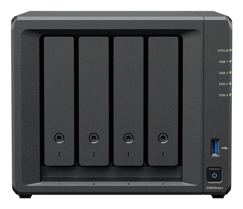 Synology Synology DiskStation DS925NEO+ data-opslag-server NAS Compact Ryzen Embedded V1500B 4 GB DDR4 0 TB DSM Zwart