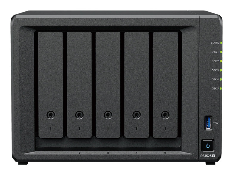 Synology Synology DiskStation DS1525neo+ NAS Desktop AMD Ryzen V1500B 4 GB DDR4 0 TB Synology DSM Zwart