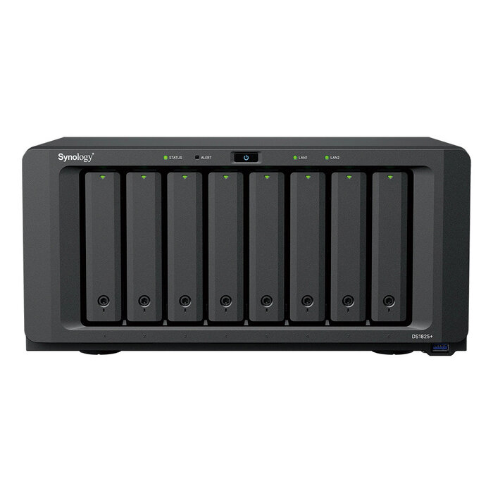 Synology Synology DiskStation DS1825neo+ NAS Desktop AMD Ryzen V1500B 4 GB DDR4 0 TB Synology DSM Zwart