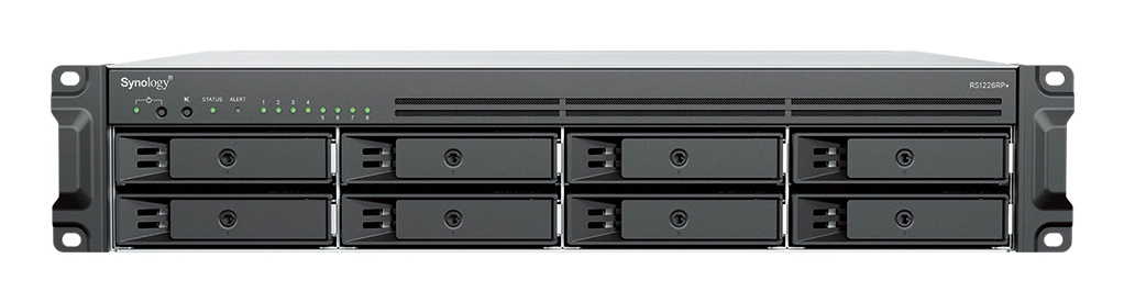 Synology Synology RackStation RS1226RP+ data-opslag-server NAS Rack (2U) AMD Ryzen V1500B 4 GB DDR4 0 TB Synology DSM Zwart