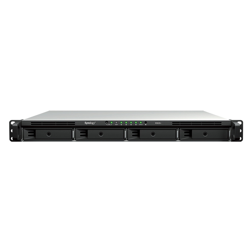 Synology Synology RackStation RS826+ data-opslag-server NAS Rack (1U) AMD Ryzen V1500B 4 GB DDR4 0 TB DiskStation Manager Zwart, Grijs