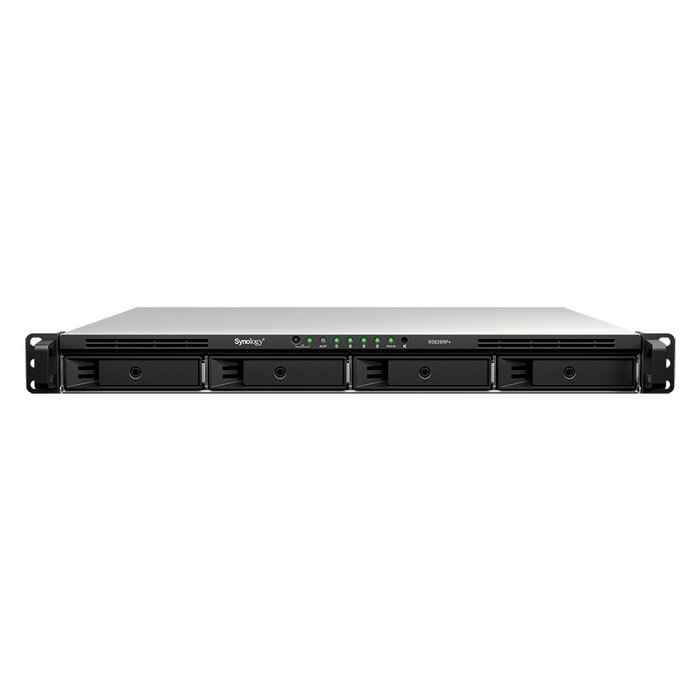 Synology Synology RackStation RS826RP+ data-opslag-server NAS Rack (1U) AMD Ryzen V1500B 4 GB DDR4 0 TB DiskStation Manager Zwart, Grijs
