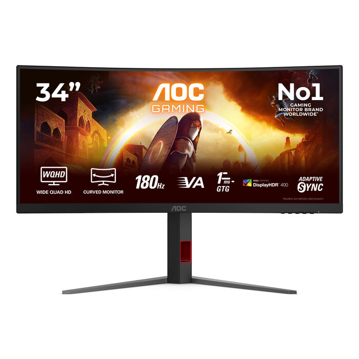AOC AOC G4 CU34G4CA computer monitor 86,4 cm (34") 3440 x 1440 Pixels Wide Quad HD Zwart, Rood