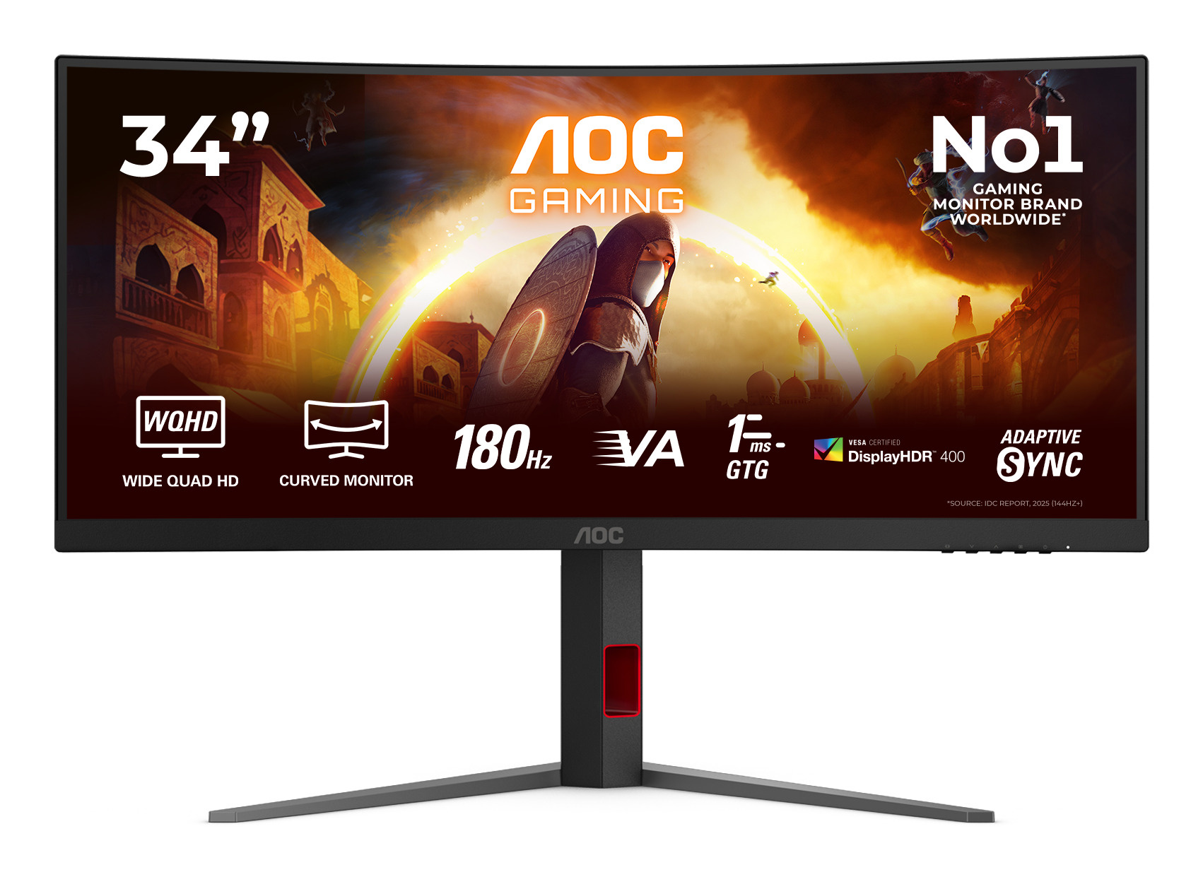 AOC AOC G4 CU34G4CA computer monitor 86,4 cm (34") 3440 x 1440 Pixels Wide Quad HD Zwart, Rood