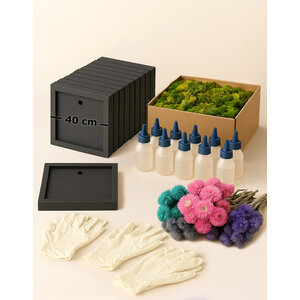 DIY Moosbild Set für 10 Personen – Rechteckig 40 cm – Blumen