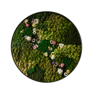 Rundes Moosbild Flora im Blumen-Stil