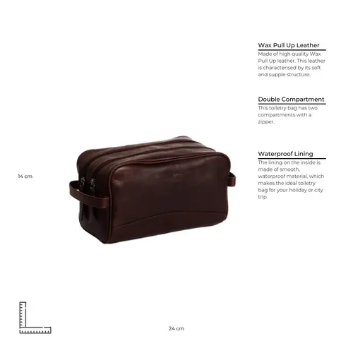Chesterfield Leren toilettas bruin Waxed Pull Up | Stacey