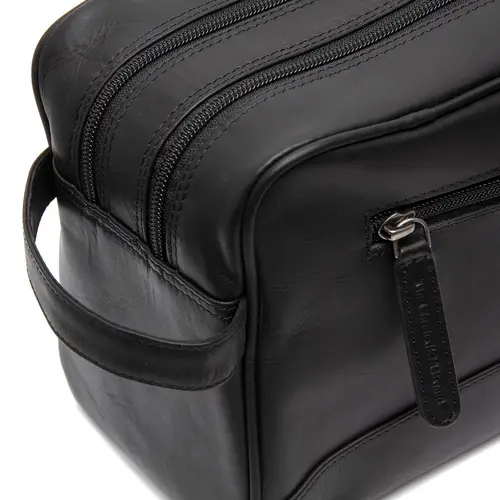 Chesterfield Leren toilettas zwart Waxed Pull Up | Stefan
