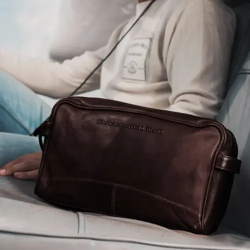 Chesterfield Leren toilettas bruin Waxed Pull Up | Stefan