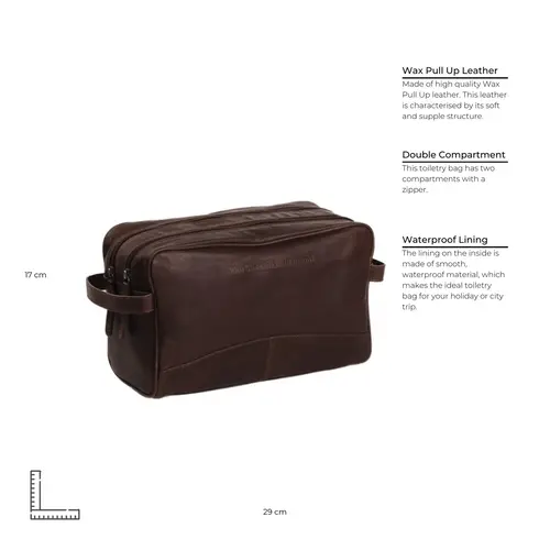 Chesterfield Leren toilettas bruin Waxed Pull Up | Stefan