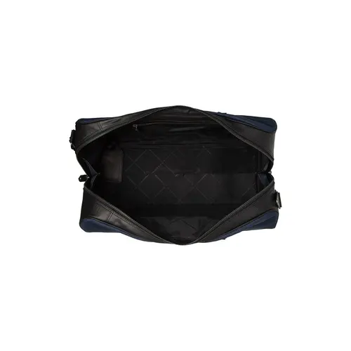 Chesterfield Leren reistas zwart Waxed Pull Up met navi bleu nylon | Tornio Chesterfield Leren reistas zwart Waxed Pull Up met navi bleu nylon | Tornio