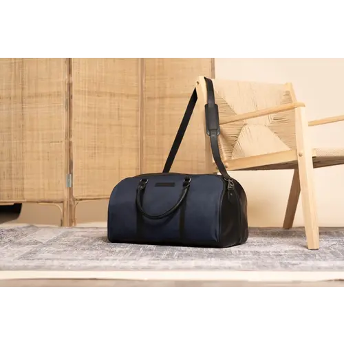 Chesterfield Leren reistas zwart Waxed Pull Up met navi bleu nylon | Tornio Chesterfield Leren reistas zwart Waxed Pull Up met navi bleu nylon | Tornio