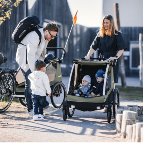 Thule fiets/wandelkar Thule Courier kind, hond, cargo fietstrailer vintage groen Thule fiets/wandelkar Thule Courier kind, hond, cargo fietstrailer vintage groen