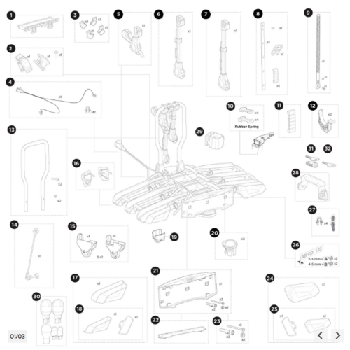 Thule Onderdelen Thule EasyFold 3 voor 3 fietsen 9451 Thule Onderdelen Thule EasyFold 3 voor 3 fietsen 9451