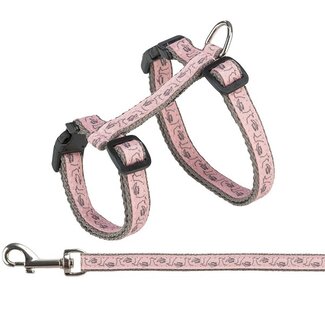 Trixie Grau/Rosa Katzengeschirr mit Leine