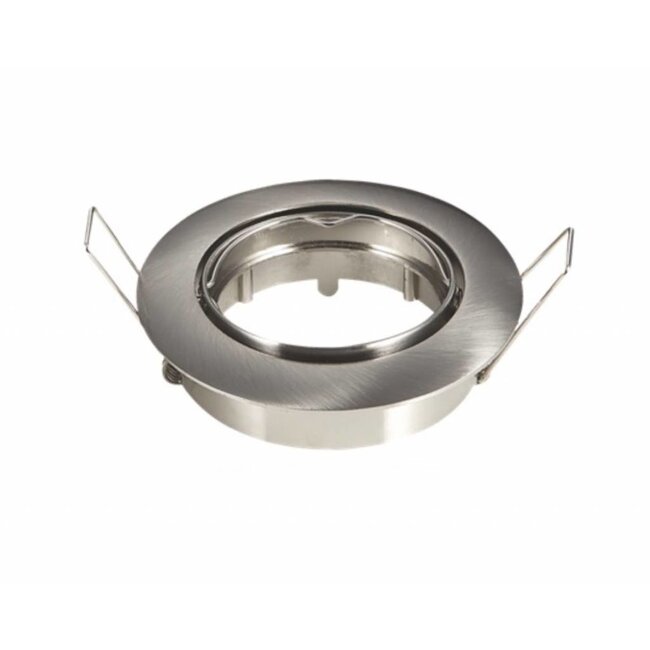Aigostar Einbaurahmen 74mm - gebürsteter Edelstahl - rund - schwenkbar - Einbaugröße 82mm - für alle LED GU10 / MR16 Strahler