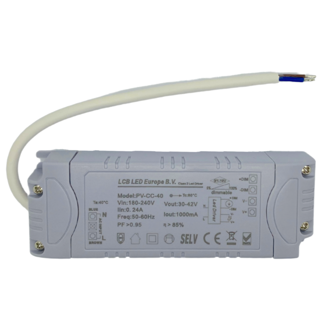 LCB LED Panel Trafo Netzteil dimmbar 1-10V 40W Constant Current Output