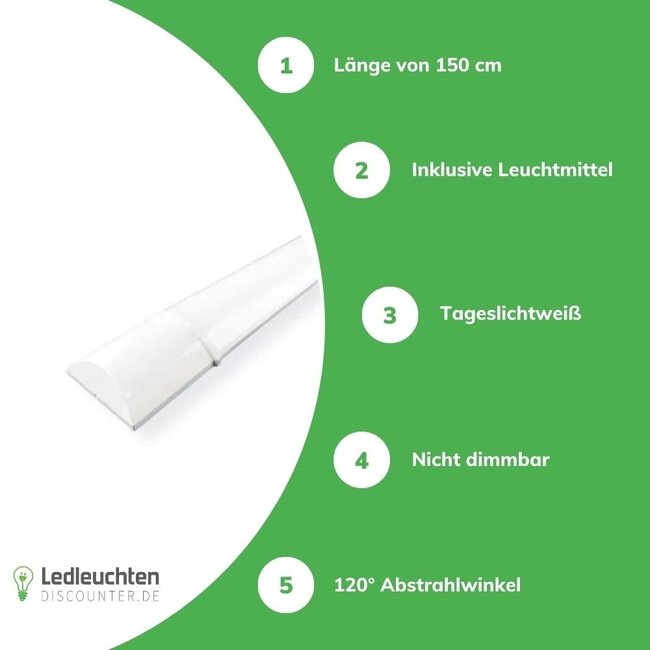 Aigostar LED Unterbauleuchte - 150cm - IP20 - 50W - 5000Lm - 230V - Lichtfarbe wählbar