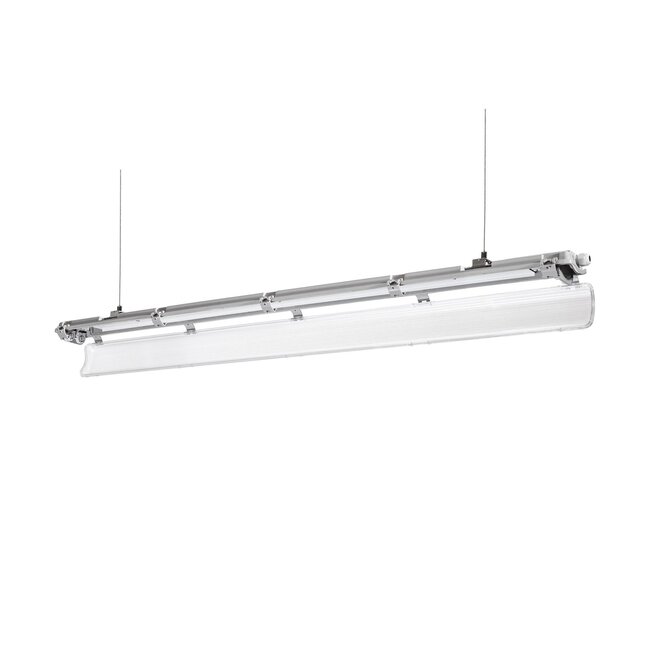 Spectrum Set - 120cm Doppelfassung - IP65 Feuchtraum - Wannenleuchte + 2 x 18W LED Leuchtstoffröhren 3000K - 830 - Warmweiß - Komplett