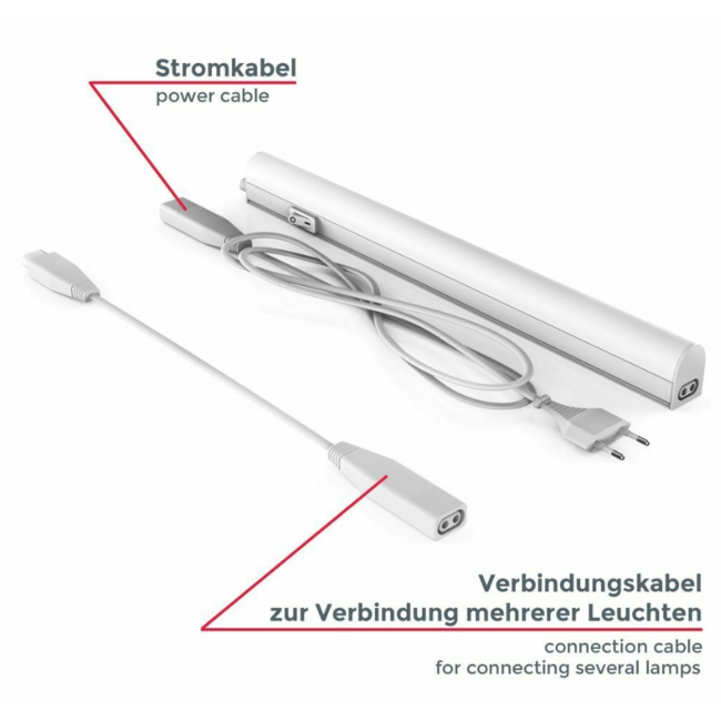 Aigostar T5 LED Küchenunterbauleuchte - 120cm - Lichtfarbe optional - komplett mit 1,5m Anschlusskabel und Ein- / Ausschalter - 14W entspricht 140W