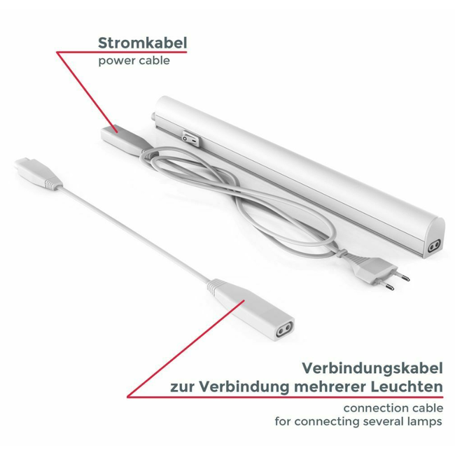 Aigostar T5 LED Küchenunterbauleuchte - 60cm - Lichtfarbe optional - komplett mit 1,5m Anschlusskabel und Ein- / Ausschalter -  8W entspricht 80W