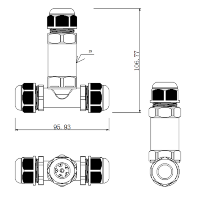 LCB T-Stück Dosenmuffe Verbinder IP68 - wasserdicht - 2- und 3-polig 0,5 - 2,5 mm²