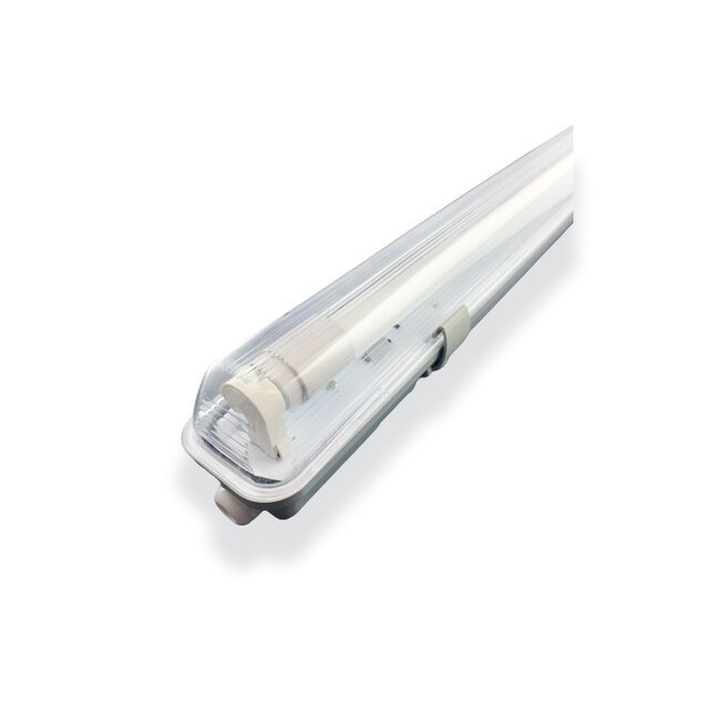 Komplettset - 120cm Einzelfassung - IP65 Feuchtraum -Wannenleuchte + 18W LED Röhre 6000K - 865 - Tageslichtweiß - Komplett