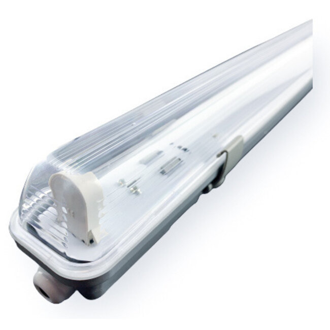 Komplettset - 120cm Einzelfassung - IP65 Feuchtraum -Wannenleuchte + 18W LED Röhre 6000K - 865 - Tageslichtweiß - Komplett