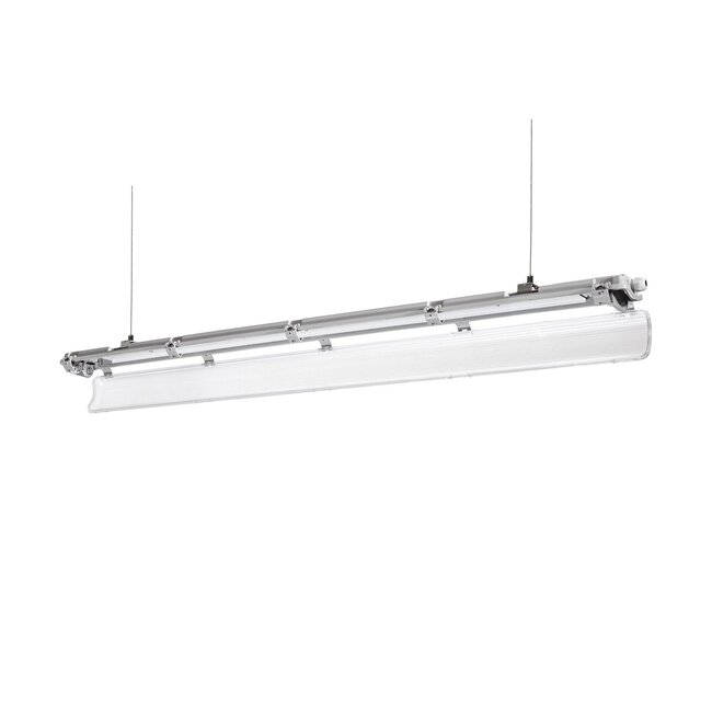 Komplettset - 120cm Doppelfassung - IP65 Feuchtraum - Wannenleuchte + 2 x 18W LED Röhren 4000K - 840 - Neutralweiß - Komplett