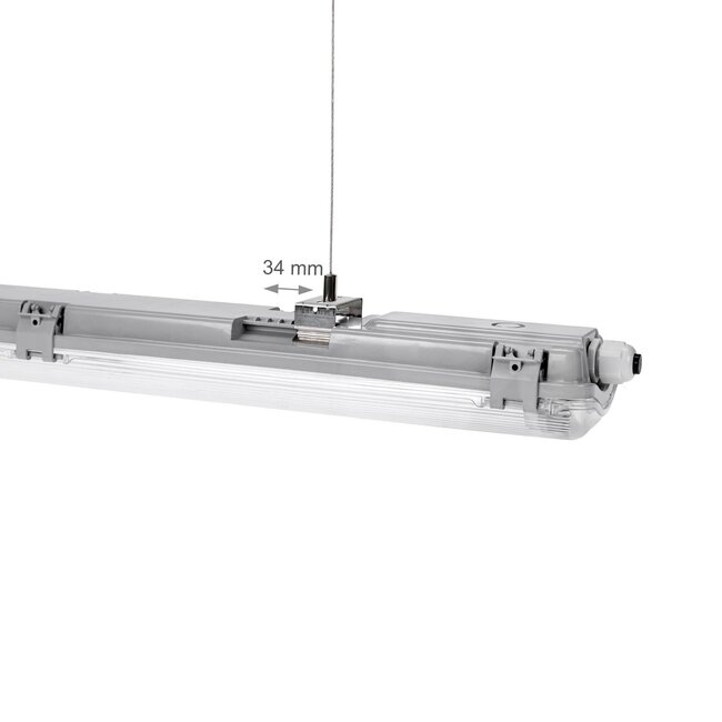 Komplettset - 120cm Doppelfassung - IP65 Feuchtraum - Wannenleuchte + 2 x 18W LED Leuchtstoffröhren - 6000K - 865 - Tageslichtweiß