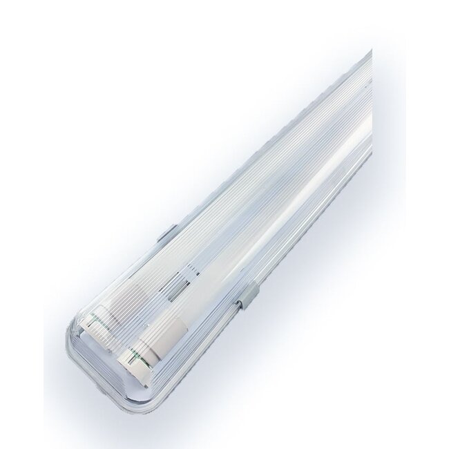 Komplettset - 150cm Doppelfassung - IP65 Feuchtraum -Wannenleuchte + 2 x 25W LED Leuchtstoffröhren 6000K - 865 - Tageslichtweiß