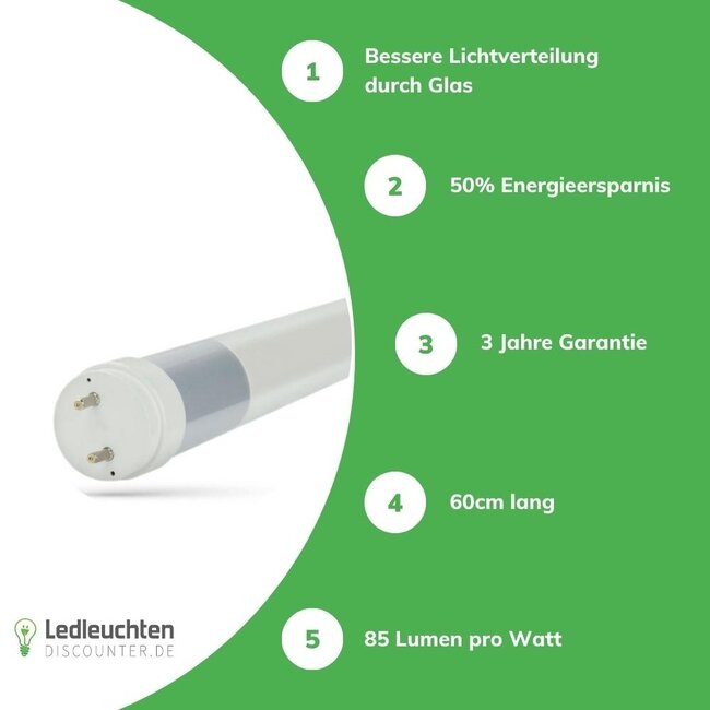 LED Leuchtstoffröhre G13/T8 - 60cm - 10W entspricht 18W - Lichtfarbe optional