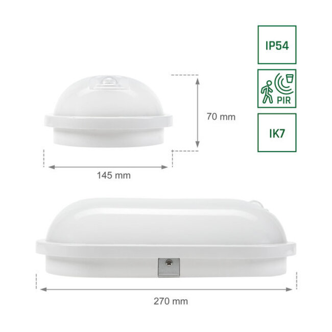LED-Deckenleuchte - oval - mit Sensor - 20W 4000K - IP54 - 230V