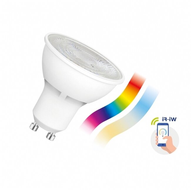 WLAN LED Spot - GU10 4,5W - RBG + CCT Alle Lichtfarben - per App steuerbar