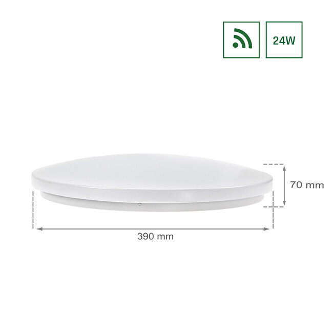 WLAN LED Deckenleuchte - Ø39cm 24W - CCT Alle Lichtfarben - per App steuerbar