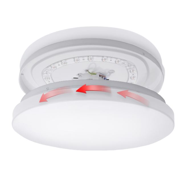 LED weiße Deckenleuchte rund- 12W entspricht 60W - 3000K Warmweiß  - 255x55mm