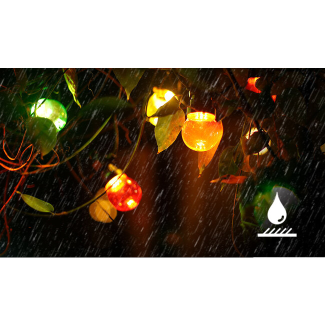 Lichterkette Außen RGB IP44 - 4,5 Meter 6W - inkl. 10 LED Leuchten verschiedene Lichtfarben