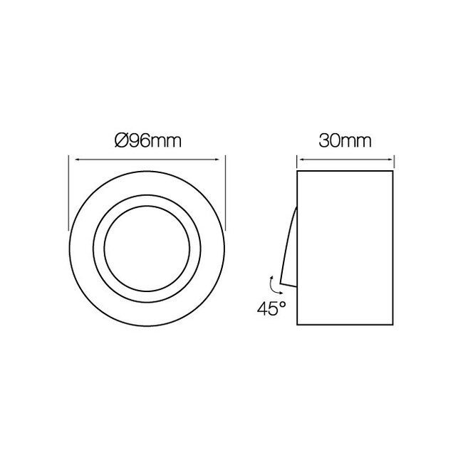 LED Strahler Einbaurahmen gebürstetes Aluminium rund - schwenkbar - Sägegröße 75mm - Außengröße 96mm