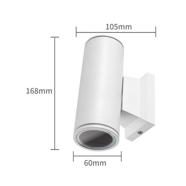 LED GU10 runde Wandleuchte weiß IP65 - 2-fach für 2 LED GU10 spots