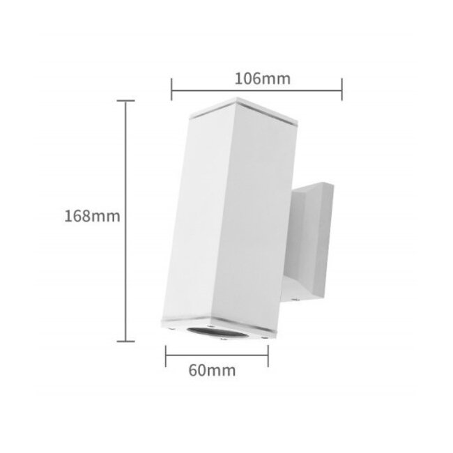 LED GU10 viereckige Wandleuchte weiß IP65 2-fach für 2 LED GU10 spots