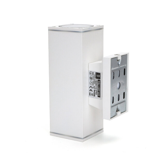 LED GU10 viereckige Wandleuchte weiß IP65 2-fach für 2 LED GU10 spots