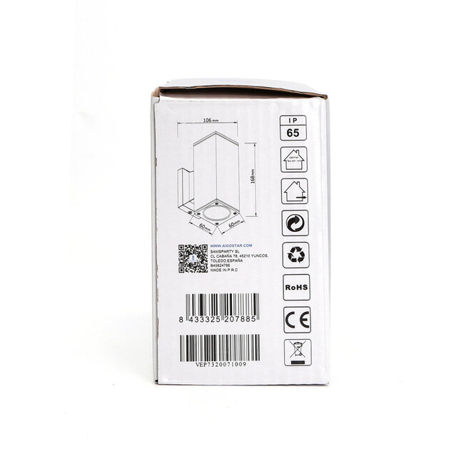 LED GU10 viereckige Wandleuchte weiß IP65 2-fach für 2 LED GU10 spots