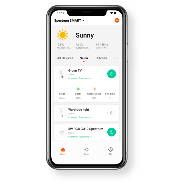 WLAN LED Einbaustrahler - GU10 4,5W - RGB+CCT alle Lichtfarben - per App steuerbar