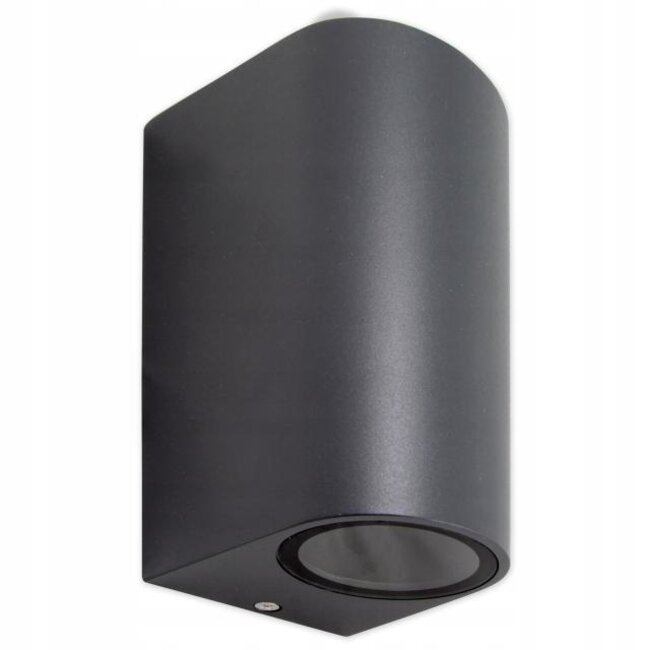 LED Wandleuchte halbrund Anthrazit - GU10 Fassung - IP44 - geeignet für 2 GU10 Spots