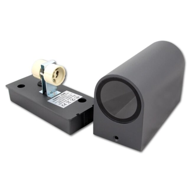 LED Wandleuchte halbrund Anthrazit - GU10 Fassung - IP44 - geeignet für 2 GU10 Spots