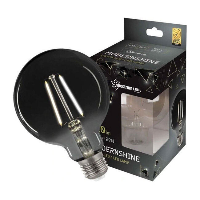 LED Fadenlampe Smoked glass E27 - G125 - 4,5W - 4000K Neutralweiß - XL Glaskolben