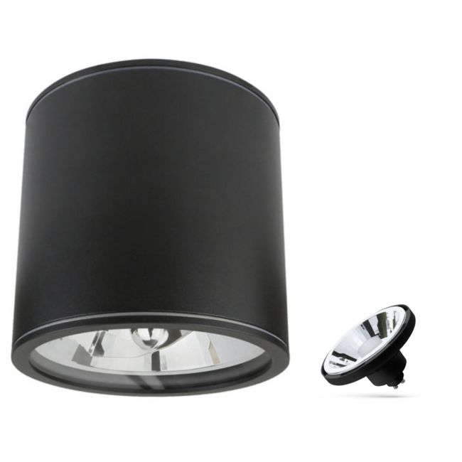 LED AR111 Deckenspot Schw. IP65 - mit GU10/AR111 Fassung - LED Spot optional